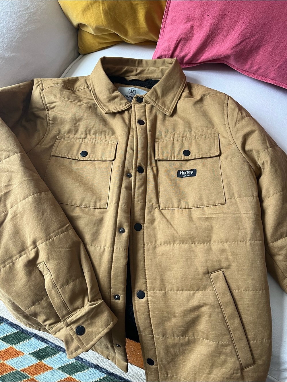 Hurley Men's Brown Quilted Shirt Jacket